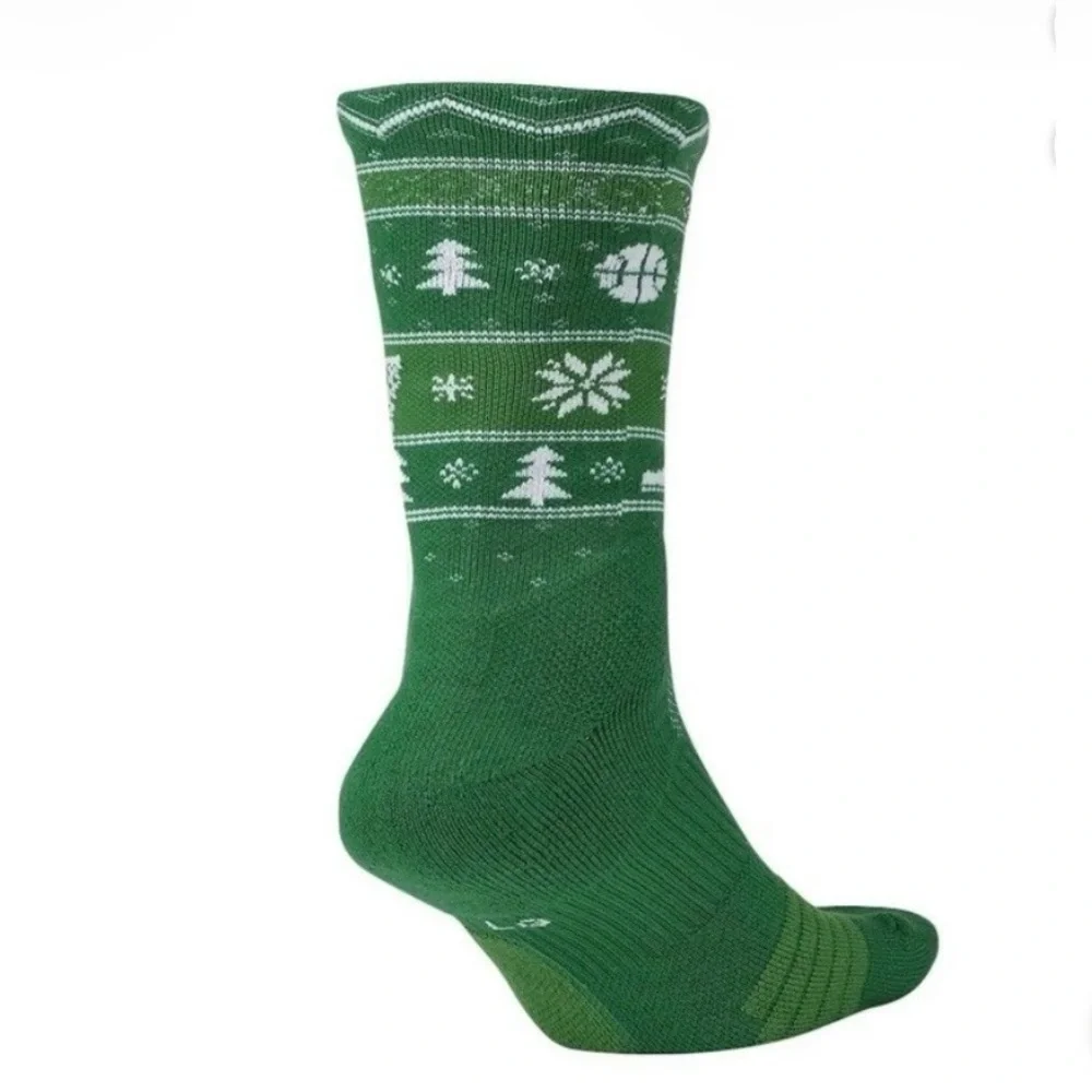 Nike Elite Holiday‎ Basketball Green Crew Socks Boy’s Girl’s Swoosh Child/Youth